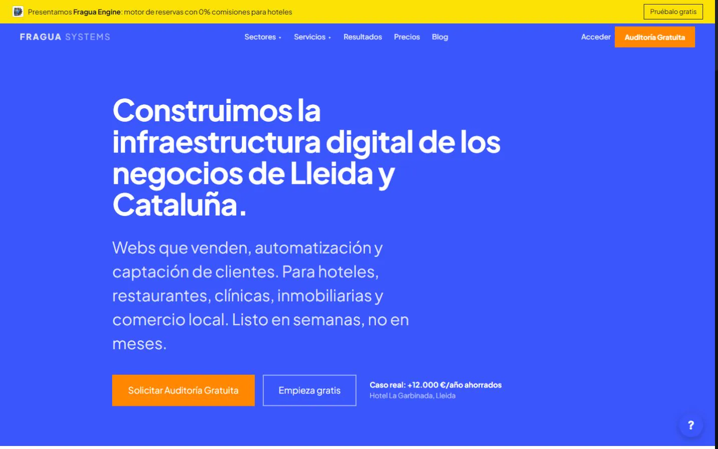 Página de inicio de Fragua Systems