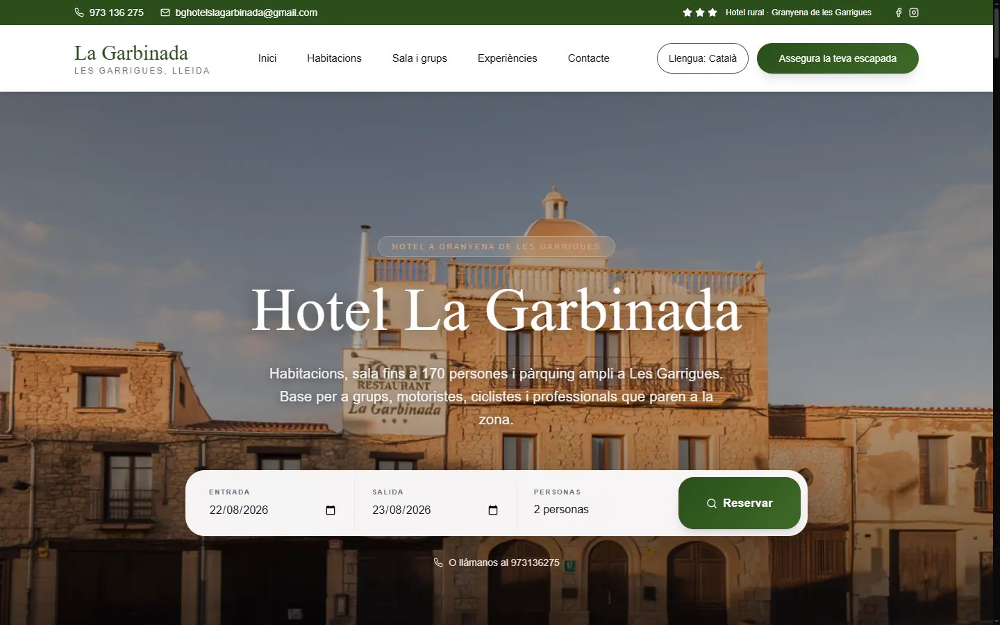 Página de inicio de Hotel La Garbinada